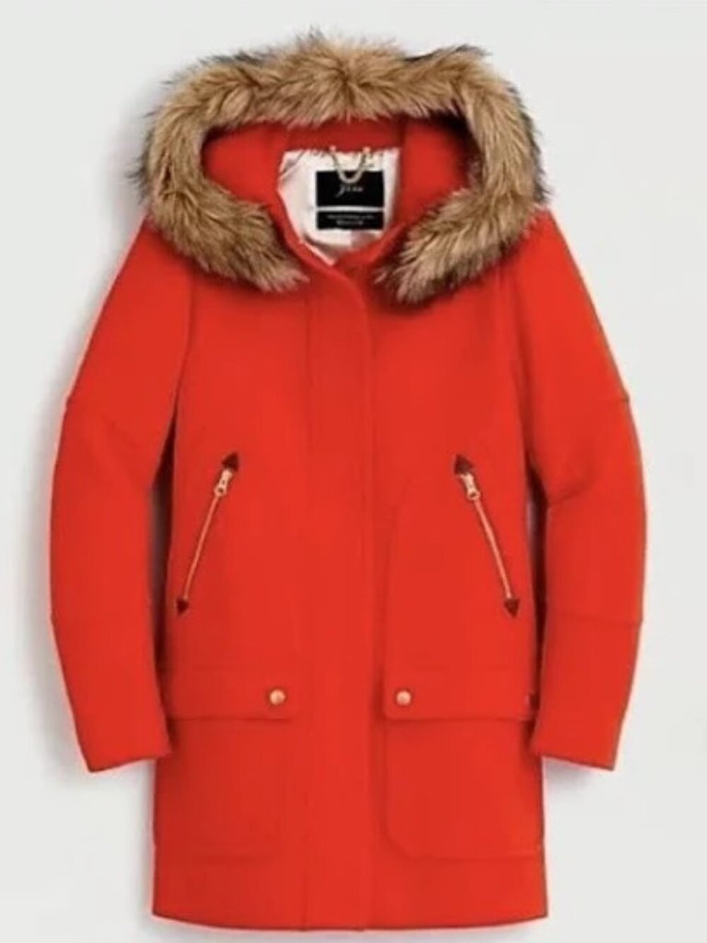 J Crew Chateau Parka NWT Sz 00 Heather Red Pink-Italian Stadium Cloth J5488 Coat